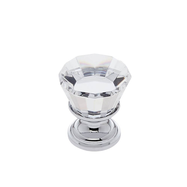 JVJ Hardware - Pure Elegance Collection Polished Chrome Finish 22 mm (7/8'') Flat Top 31 percent Leaded Crystal Knob, Composition Leaded Crystal and Solid Brass - Polished Chrome