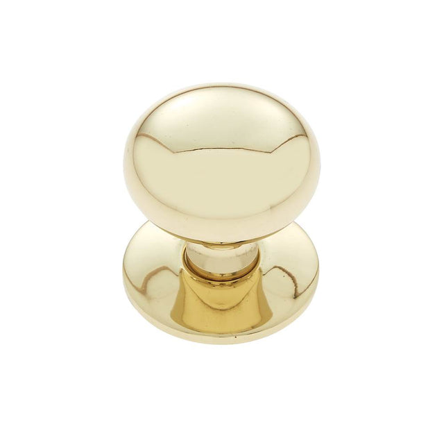 JVJ Hardware - Classic Collection Polished Brass Finish 1-1/4'' Plymouth Knob w/Back Plate, Composition Solid Brass - Polished Brass