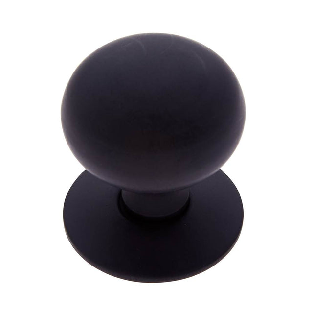 JVJ Hardware - Classic Collection Matte Black Finish 1-1/4'' Plymouth Knob w/Back Plate, Composition Solid Brass - Matte Black