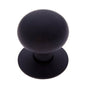 JVJ Hardware - Classic Collection Matte Black Finish 1-1/4'' Plymouth Knob w/Back Plate, Composition Solid Brass - Matte Black