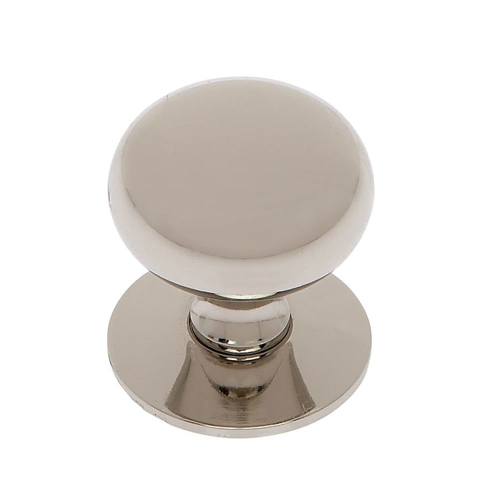 JVJ Hardware - Classic Collection Polished Nickel Finish 1 -1/4'' Plymouth Knob w/ Back Plate, Composition Solid Brass - Polished Nickel