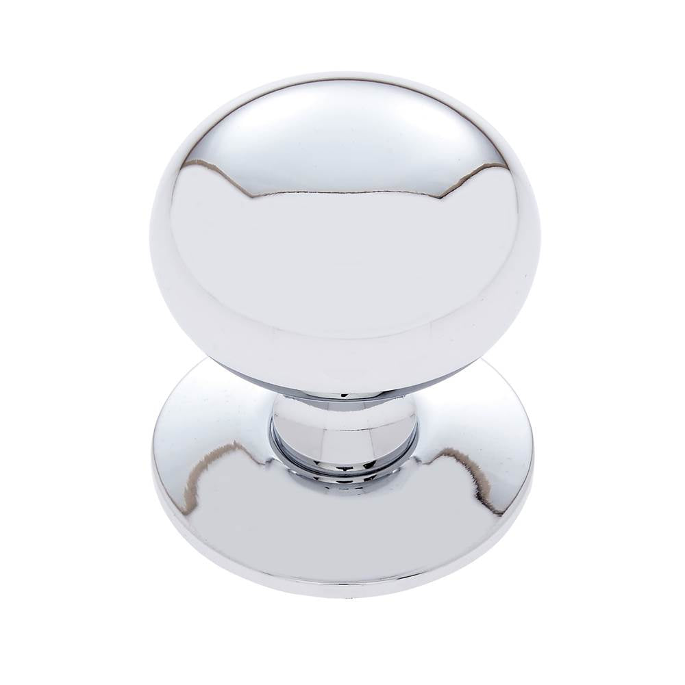 JVJ Hardware - Classic Collection Polished Chrome Finish 1-1/4'' Plymouth Knob w/Back Plate, Composition Solid Brass - Polished Chrome