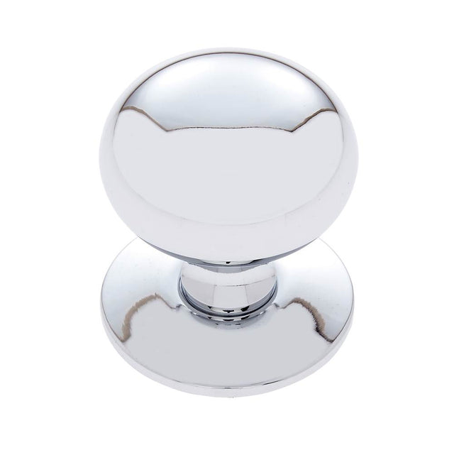JVJ Hardware - Classic Collection Polished Chrome Finish 1-1/4'' Plymouth Knob w/Back Plate, Composition Solid Brass - Polished Chrome