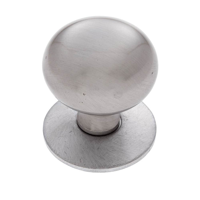 JVJ Hardware - Classic Collection Satin Nickel Finish 1-1/4'' Plymouth Knob w/ Back Plate, Composition Solid Brass - Satin Nickel
