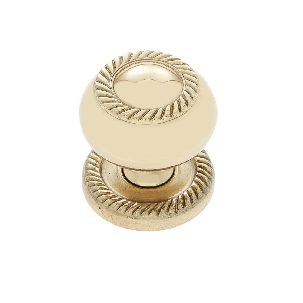 JVJ Hardware - Classic Collection Polished Brass Finish 1-1/4'' Rope Knob w/ Back Plate, Composition Solid Brass - Polished Brass
