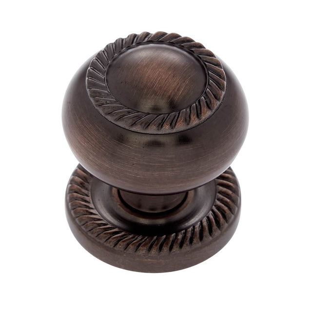 JVJ Hardware - Classic Collection Old World Bronze Finish 1-1/4'' Rope Knob w/ Back Plate, Composition Solid Brass - Old World Bronze