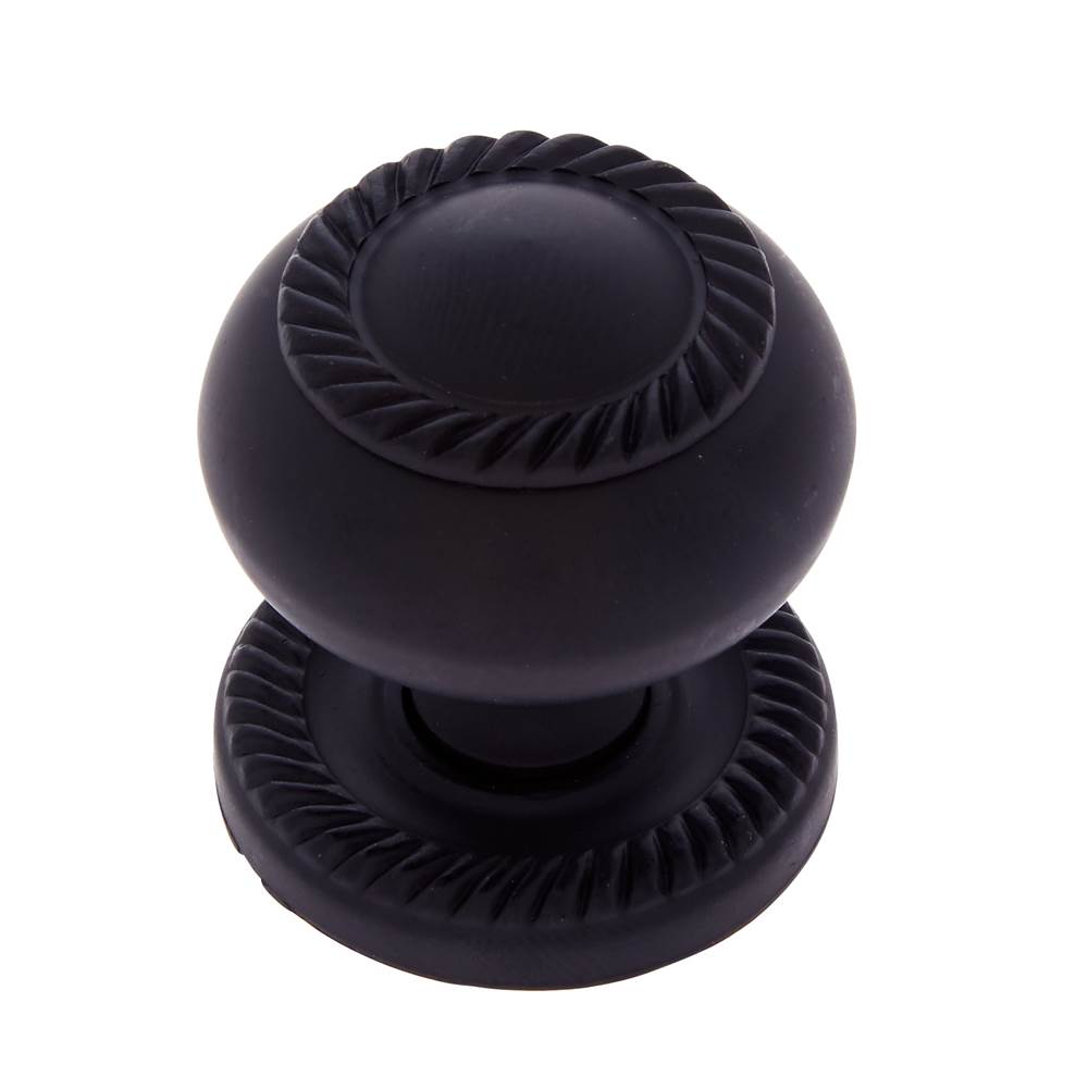 JVJ Hardware - Classic Collection Matte Black Finish 1-1/4'' Rope Knob w/Back Plate, Composition Solid Brass - Matte Black