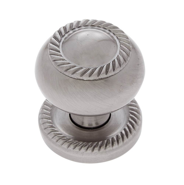 JVJ Hardware - Classic Collection Satin Nickel Finish 1-1/4'' Rope Knob w/Back Plate, Composition Solid Brass - Satin Nickel