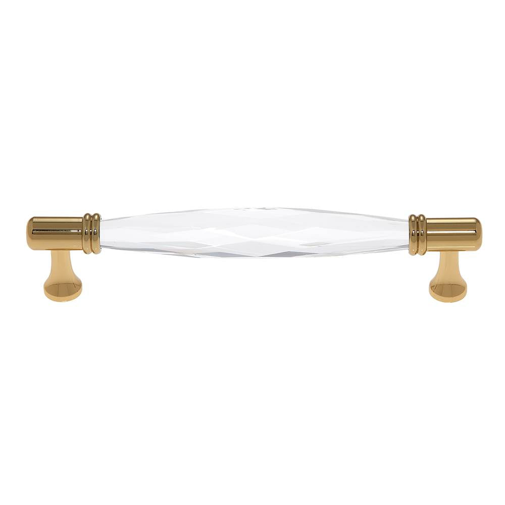 JVJ Hardware - Pure Elegance Collection 24K Gold Plated Finish 160 mm c/c Faceted 31 percent Leaded Crystal Pull, Composition Leaded Crystal and Solid Brass - 24k Gold