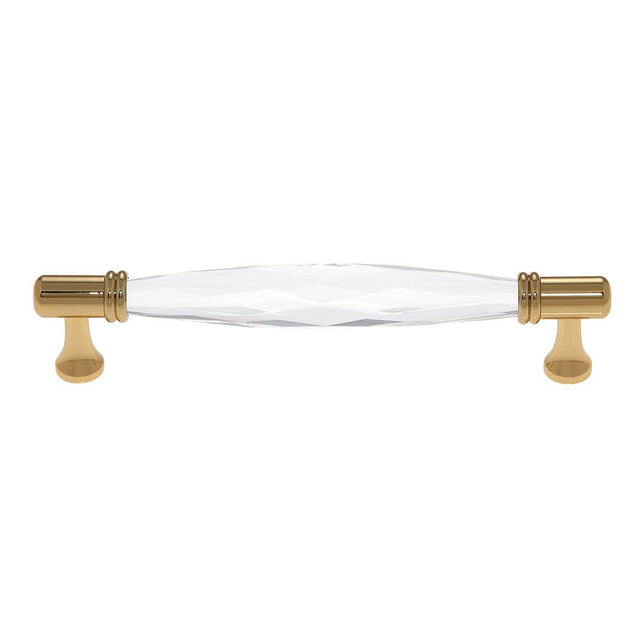 JVJ Hardware - Pure Elegance Collection 24K Gold Plated Finish 160 mm c/c Faceted 31 percent Leaded Crystal Pull, Composition Leaded Crystal and Solid Brass - 24k Gold
