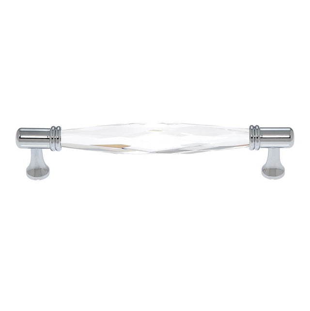 JVJ Hardware - Pure Elegance Collection Polished Chrome Finish 160 mm c/c Faceted 31 percent Leaded Crystal Pull, Composition Leaded Crystal and Solid Brass - Polished Chrome