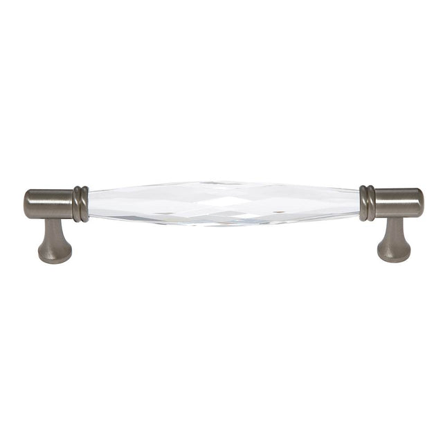 JVJ Hardware - Pure Elegance Collection Satin Nickel Finish 160 mm c/c Faceted 31 percent Leaded Crystal Pull, Composition Leaded Crystal and Solid Brass - Satin Nickel
