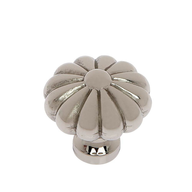 JVJ Hardware - Classic Collection Polished Nickel Finish 35 mm Pumpkin Knob, Composition Solid Brass - Polished Nickel