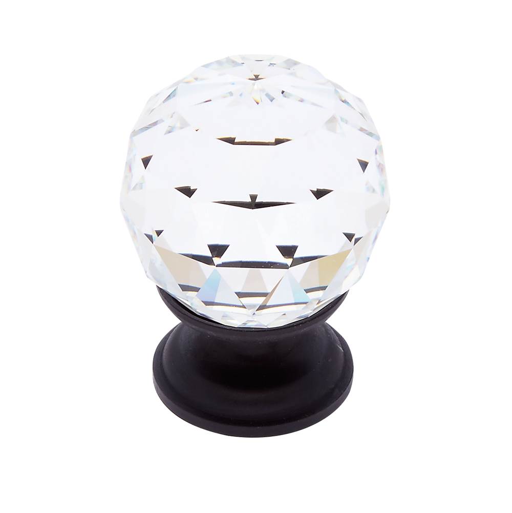 JVJ Hardware - Pure Elegance Collection Oil Rubbed Bronze Finish 30 mm (1-3/16'') Round Faceted 31 percent Leaded Crystal Knob - Oil Rubbed Bronze