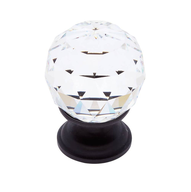 JVJ Hardware - Pure Elegance Collection Oil Rubbed Bronze Finish 30 mm (1-3/16'') Round Faceted 31 percent Leaded Crystal Knob - Oil Rubbed Bronze
