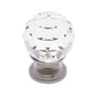 JVJ Hardware - Pure Elegance Collection Satin Nickel Finish 30 mm (1-3/16'') Round Faceted 31 percent Leaded Crystal Knob - Satin Nickel