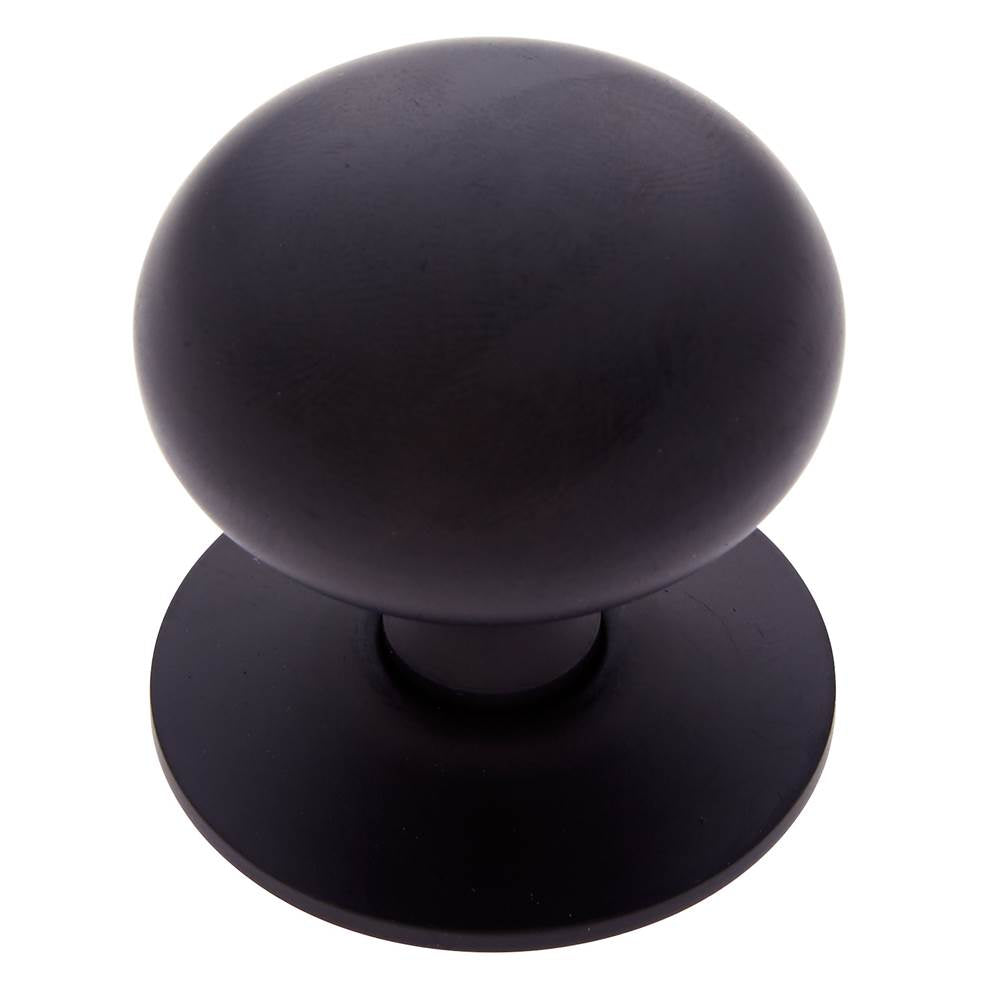 JVJ Hardware - Classic Collection Matte Black Finish 1-1/2'' Plymouth Knob w/Back Plate, Composition Solid Brass - Matte Black