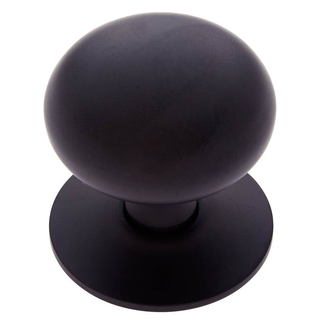 JVJ Hardware - Classic Collection Matte Black Finish 1-1/2'' Plymouth Knob w/Back Plate, Composition Solid Brass - Matte Black