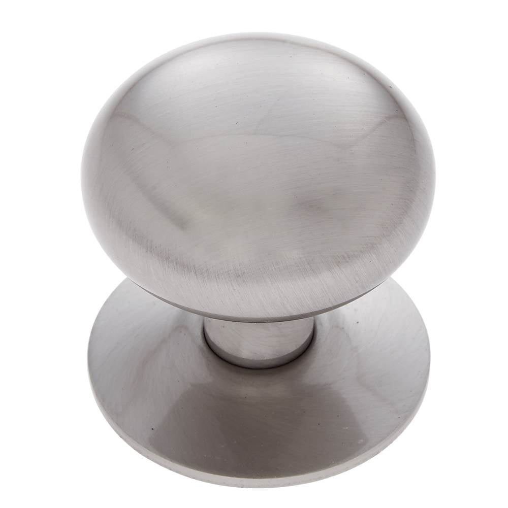 JVJ Hardware - Classic Collection Satin Nickel Finish 1-1/2'' Plymouth Knob w/Back Plate, Composition Solid Brass - Satin Nickel