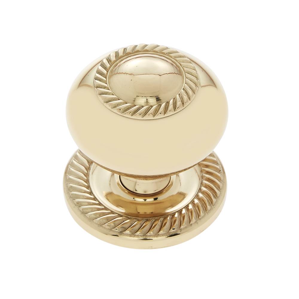 JVJ Hardware - Classic Collection Solid Brass Finish 1-1/2'' Rope Knob w/Back Plate, Composition Solid Brass - Polished Brass