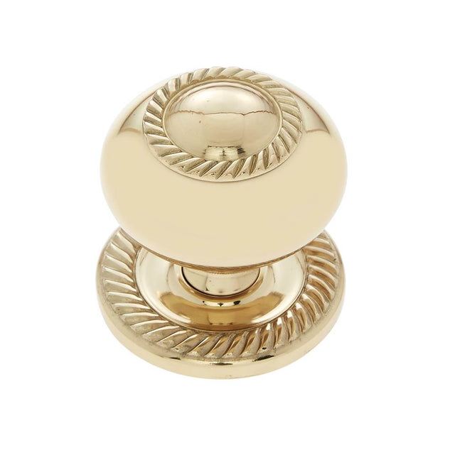 JVJ Hardware - Classic Collection Solid Brass Finish 1-1/2'' Rope Knob w/Back Plate, Composition Solid Brass - Polished Brass