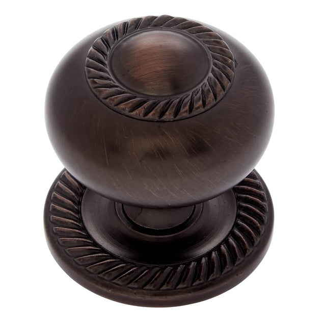 JVJ Hardware - Classic Collection Old World Bronze Finish 1-1/2'' Rope Knob w/Back Plate, Composition Solid Brass - Old World Bronze