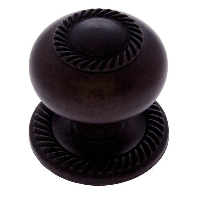 JVJ Hardware - Classic Collection Oil Rubbed Bronze Finish 1-1/2'' Rope Knob w/Back Plate, Composition Solid Brass - Oil Rubbed Bronze