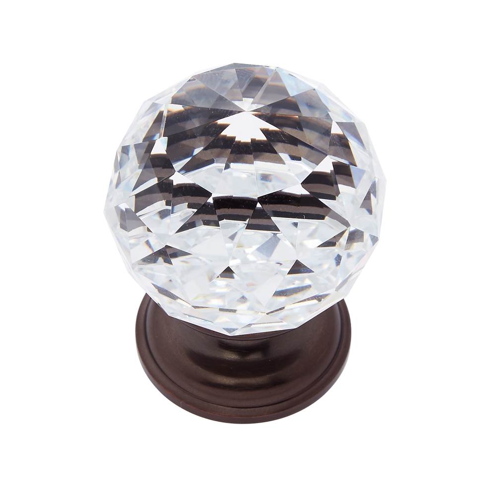 JVJ Hardware - Pure Elegance Collection Old World Bronze Finish 40 mm (1-9/16'') Round Faceted 31 percent Leaded Crystal Knob - Old World Bronze