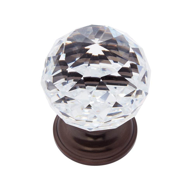 JVJ Hardware - Pure Elegance Collection Old World Bronze Finish 40 mm (1-9/16'') Round Faceted 31 percent Leaded Crystal Knob - Old World Bronze