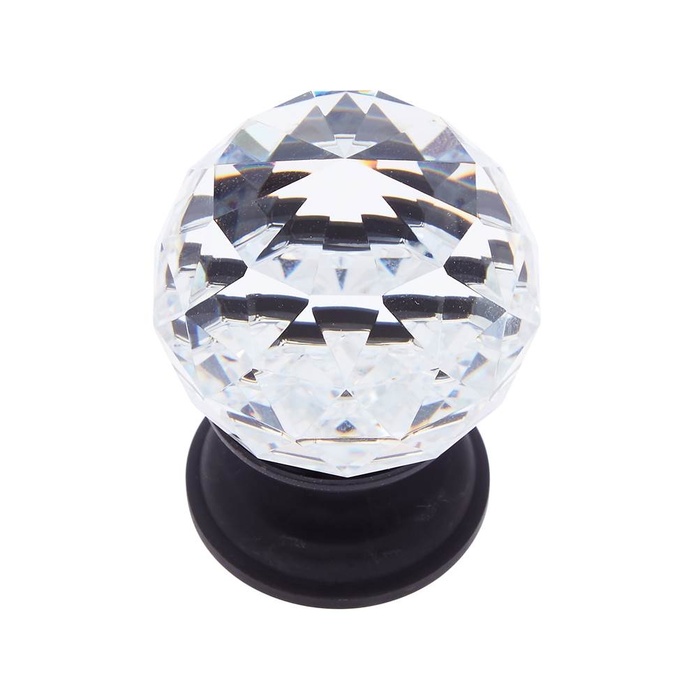 JVJ Hardware - Pure Elegance Collection Oil Rubbed Bronze Finish 40 mm (1-9/16'') Round Faceted 31 percent Leaded Crystal Knob - Oil Rubbed Bronze