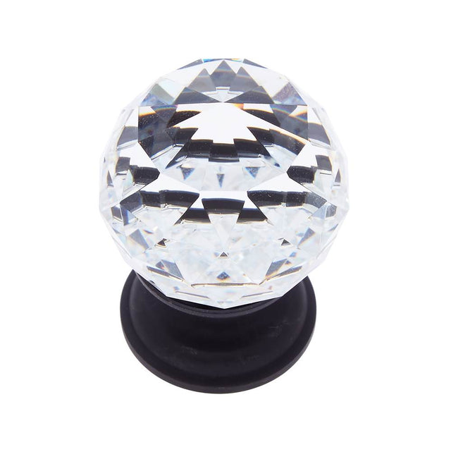 JVJ Hardware - Pure Elegance Collection Oil Rubbed Bronze Finish 40 mm (1-9/16'') Round Faceted 31 percent Leaded Crystal Knob - Oil Rubbed Bronze