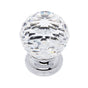 JVJ Hardware - Pure Elegance Collection Polished Chrome Finish 40 mm (1-9/16'') Round Faceted 31 percent Leaded Crystal Knob - Polished Chrome