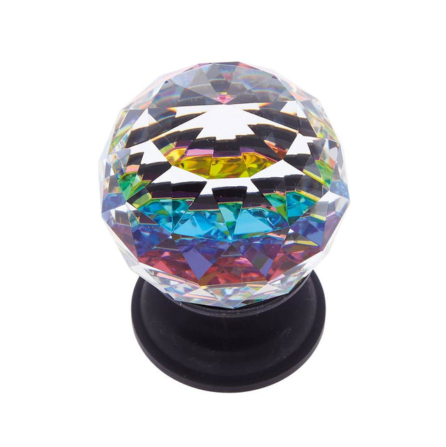JVJ Hardware - Pure Elegance Collection Oil Rubbed Bronze Finish 40 mm (1-9/16'') Round Faceted 31 percent Leaded Crystal Knob With Prism - Oil Rubbed Bronze