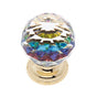 JVJ Hardware - Pure Elegance Collection 24K Gold Plated Finish 40 mm (1-9/16'') Round Faceted 31 percent Leaded Crystal Knob With Prism - 24k Gold