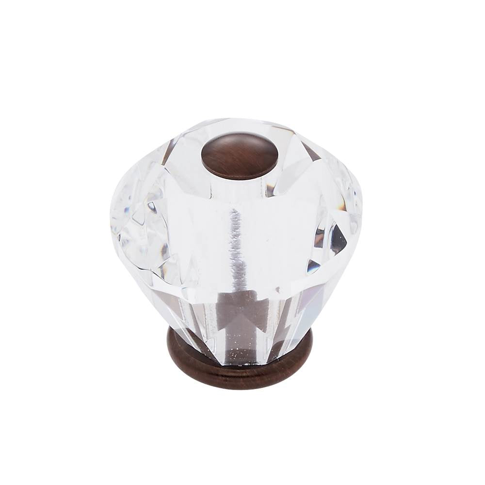 JVJ Hardware - Pure Elegance Collection Old World Bronze Finish 30 mm (1-3/16'') Diamond Cut 31 percent Leaded Crystal Knob - Old World Bronze