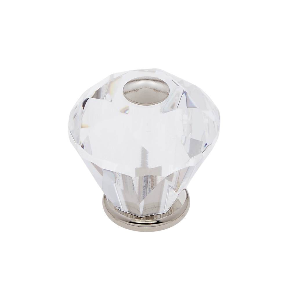 JVJ Hardware - Pure Elegance Collection Polished Nickel Finish 30 mm (1-3/16'') Diamond Cut 31 percent Leaded Crystal Knob - Polished Nickel