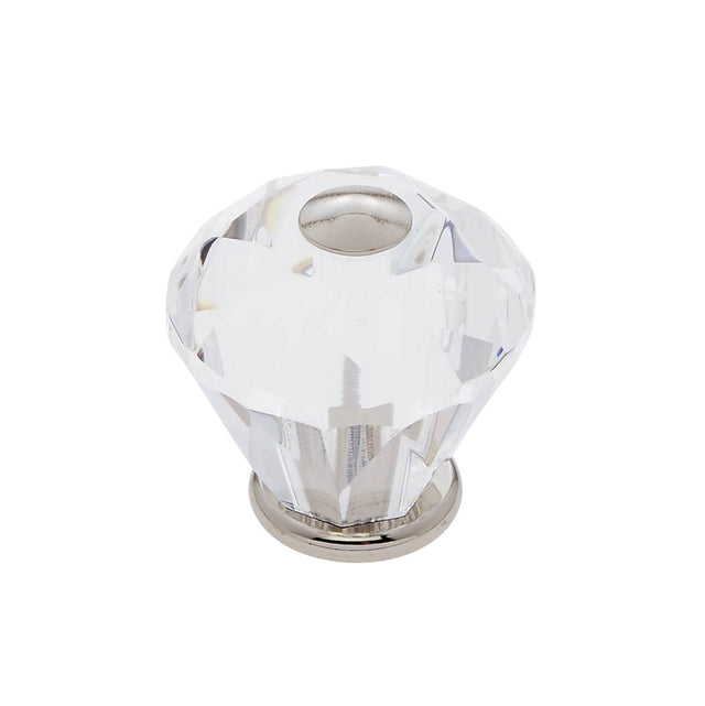 JVJ Hardware - Pure Elegance Collection Polished Nickel Finish 30 mm (1-3/16'') Diamond Cut 31 percent Leaded Crystal Knob - Polished Nickel