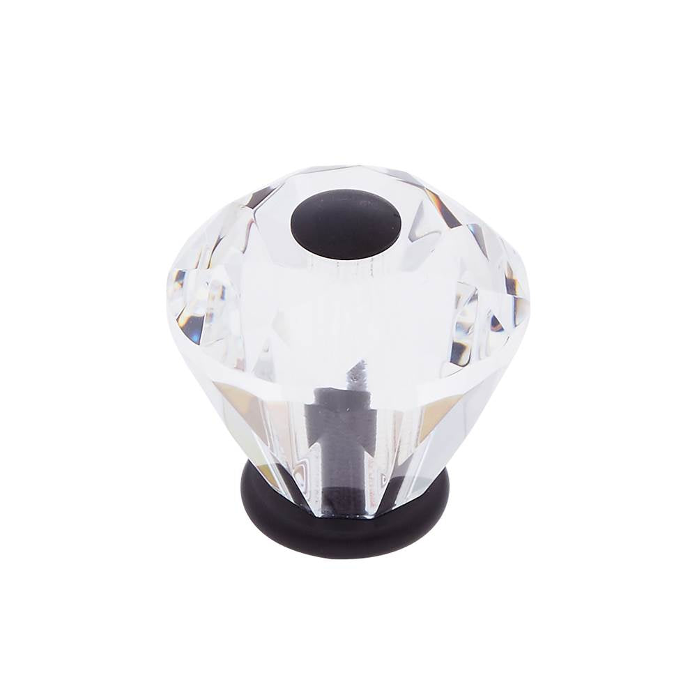 JVJ Hardware - Pure Elegance Collection Oil Rubbed Bronze Finish 30 mm (1-3/16'') Diamond Cut 31 percent Leaded Crystal Knob - Oil Rubbed Bronze