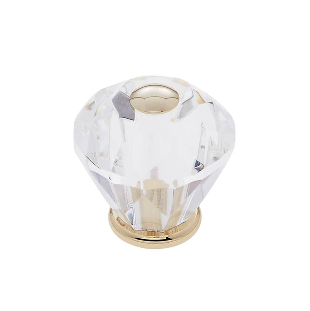 JVJ Hardware - Pure Elegance Collection 24K Gold Plated Finish 30 mm (1-3/16'') Diamond Cut 31 percent Leaded Crystal Knob - 24k Gold