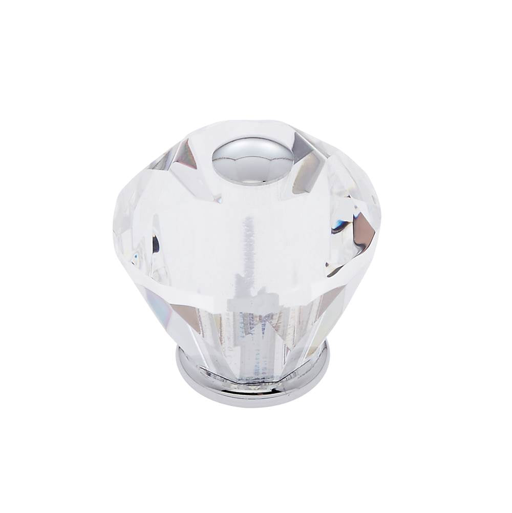 JVJ Hardware - Pure Elegance Collection Polished Chrome Finish 30 mm (1-3/16'') Diamond Cut 31 percent Leaded Crystal Knob - Polished Chrome