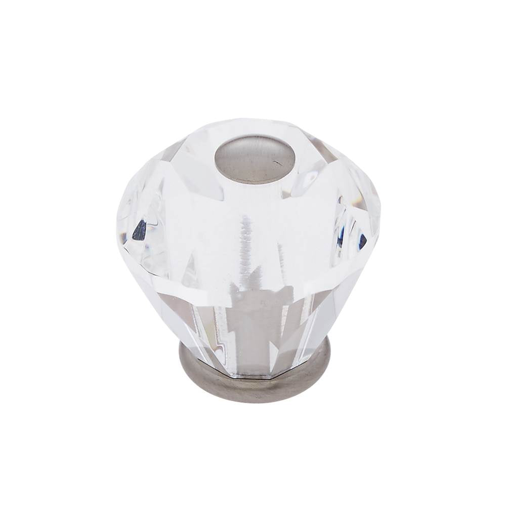 JVJ Hardware - Pure Elegance Collection Satin Nickel Finish 30 mm (1-3/16'') Diamond Cut 31 percent Leaded Crystal Knob, Composition Leaded Crystal and Solid Brass - Satin Nickel