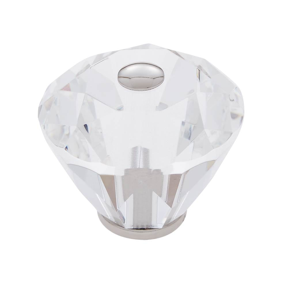 JVJ Hardware - Pure Elegance Collection Polished Nickel Finish 40 mm (1-9/16'') Diamond Cut 31 percent Leaded Crystal Knob - Polished Nickel