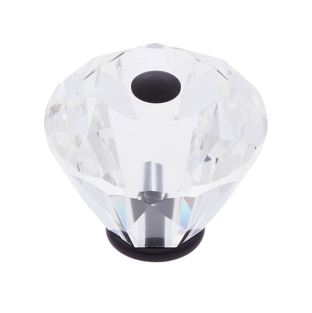 JVJ Hardware - Pure Elegance Collection Oil Rubbed Bronze Finish 40 mm (1-9/16'') Diamond Cut 31 percent Leaded Crystal Knob - Oil Rubbed Bronze