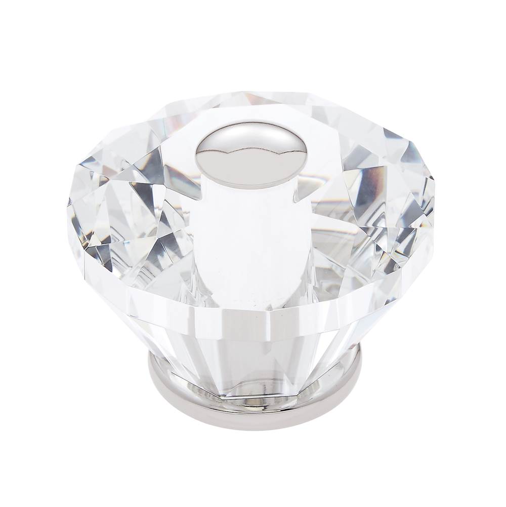 JVJ Hardware - Pure Elegance Collection Polished Nickel Finish 60 mm (2-3/8'') Diamond Cut 31 percent Leaded Crystal Knob - Polished Nickel