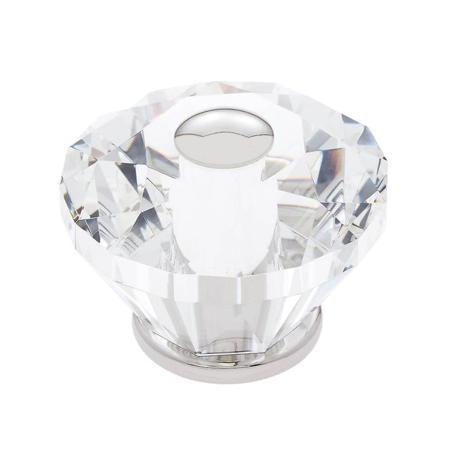 JVJ Hardware - Pure Elegance Collection Polished Nickel Finish 60 mm (2-3/8'') Diamond Cut 31 percent Leaded Crystal Knob - Polished Nickel