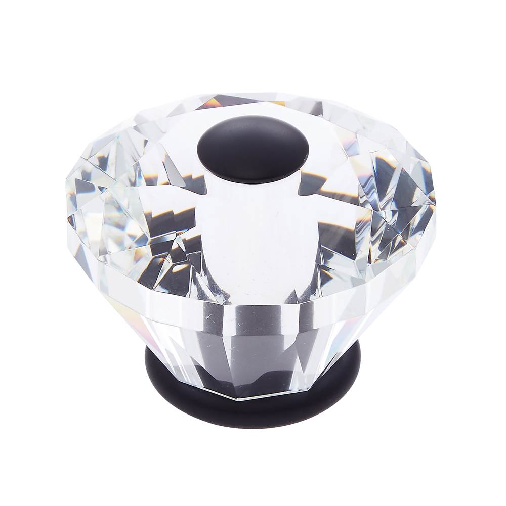 JVJ Hardware - Pure Elegance Collection Oil Rubbed Bronze Finish 60 mm (2-3/8'') Diamond Cut 31 percent Leaded Crystal Knob - Oil Rubbed Bronze