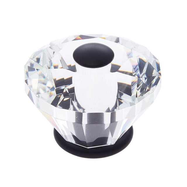 JVJ Hardware - Pure Elegance Collection Oil Rubbed Bronze Finish 60 mm (2-3/8'') Diamond Cut 31 percent Leaded Crystal Knob - Oil Rubbed Bronze