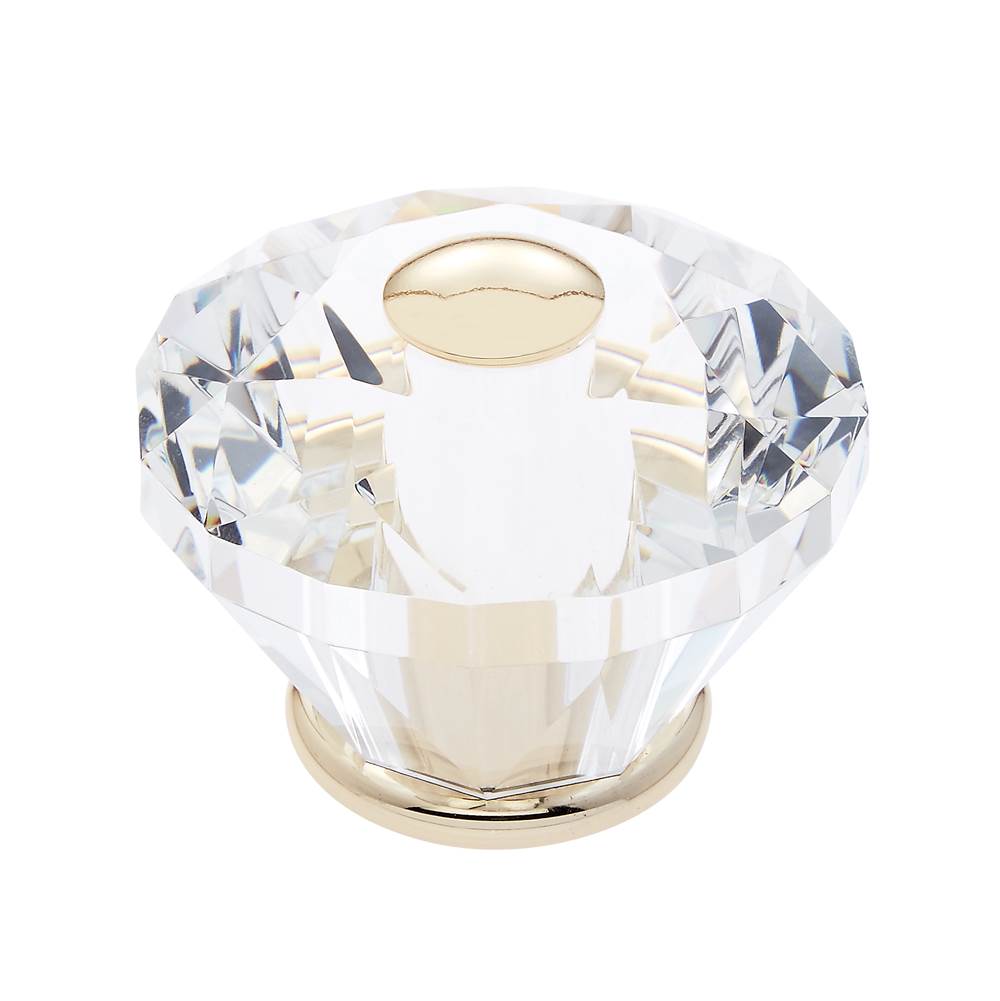 JVJ Hardware - Pure Elegance Collection 24K Gold Plated Finish 60 mm (2-3/8'') Diamond Cut 31 percent Leaded Crystal Knob - 24k Gold