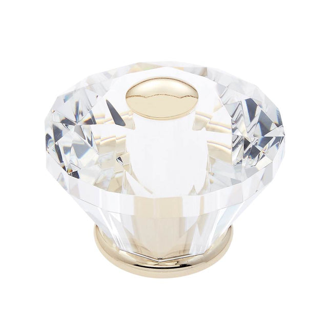 JVJ Hardware - Pure Elegance Collection 24K Gold Plated Finish 60 mm (2-3/8'') Diamond Cut 31 percent Leaded Crystal Knob - 24k Gold