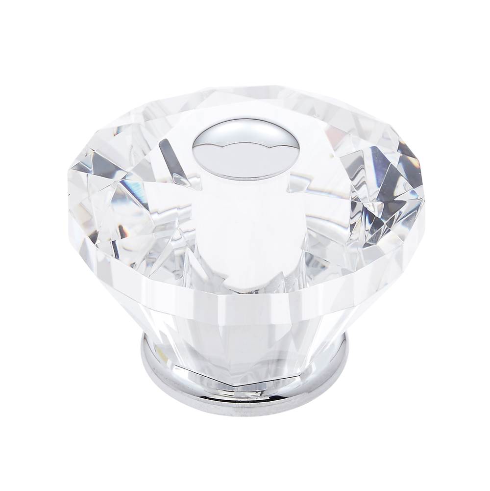 JVJ Hardware - Pure Elegance Collection Polished Chrome Finish 60 mm (2-3/8'') Diamond Cut 31 percent Leaded Crystal Knob - Polished Chrome
